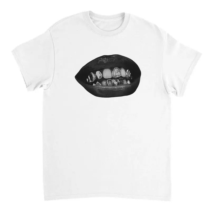 Grillz Men's White Cotton T-Shirt - Crewneck Long Sleeve Hoodie, Sweatshirt | WearSparks.com