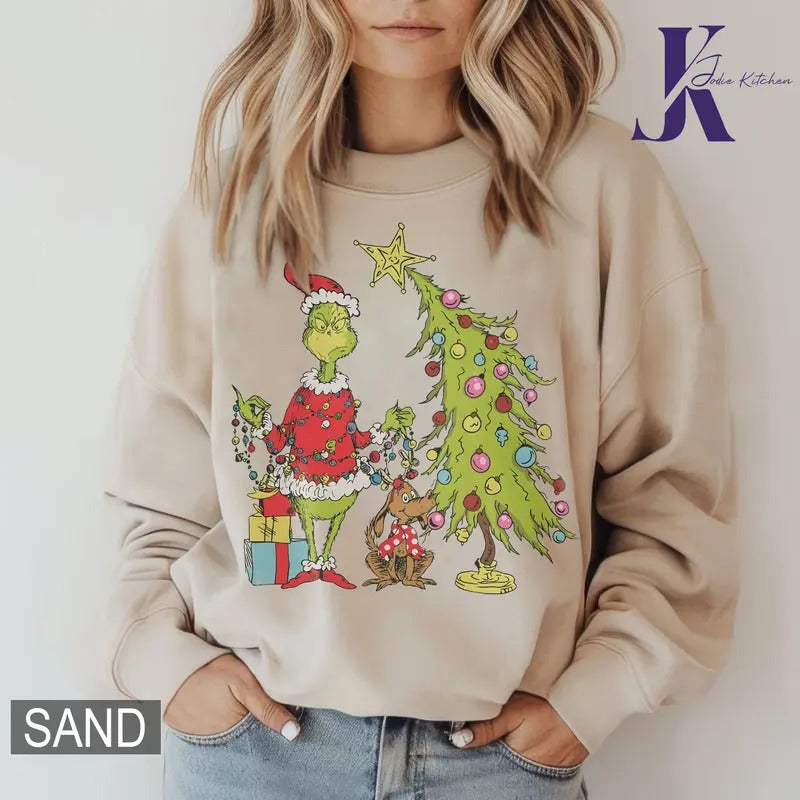 Grinc Christmas Shirt, Christmas Movie Shirt, Whovillee University Christmas Sweatshirt, Whimsical Grinc Max Tree...