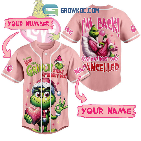 Grinch Steals Valentine’s Day Personalized Baseball Jersey