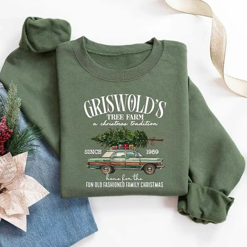 Griswold Christmas Tree Farm Sweatshirt, Christmas Family Shirt, Fun Old Fashioned Family Christmas Sweatshirt, Xmas Tree...