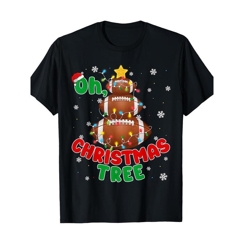 Groovy Oh Christmas Tree Xmas Football Santa T-Shirt-100% Cotton-220ghirt made in usa Hoodie, Sweatshirt | WearSparks.com