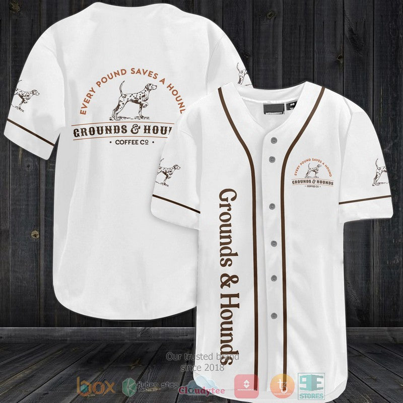 Grounds & Hounds Coffee Co white Baseball shirt