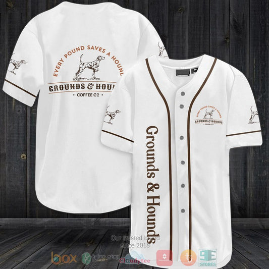 Grounds & Hounds Coffee Co white Baseball shirt