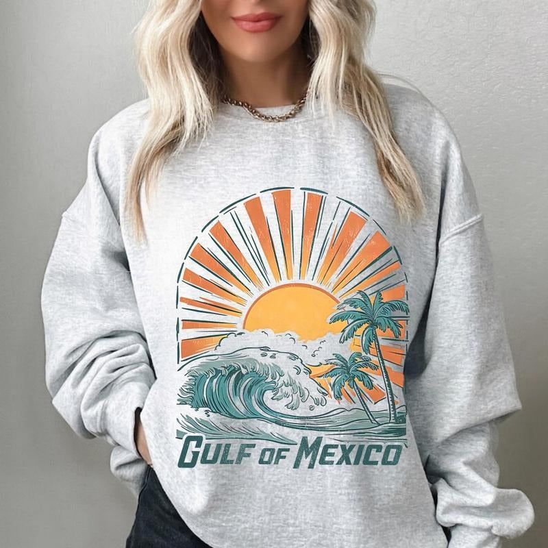 Gulf Of Mexico Shirt Hoodie Sweatshirt, Vintage Beach T-Shirt, Ocean Lover Gift, Coastal Aesthetic Outfit, Cotton Comfort...