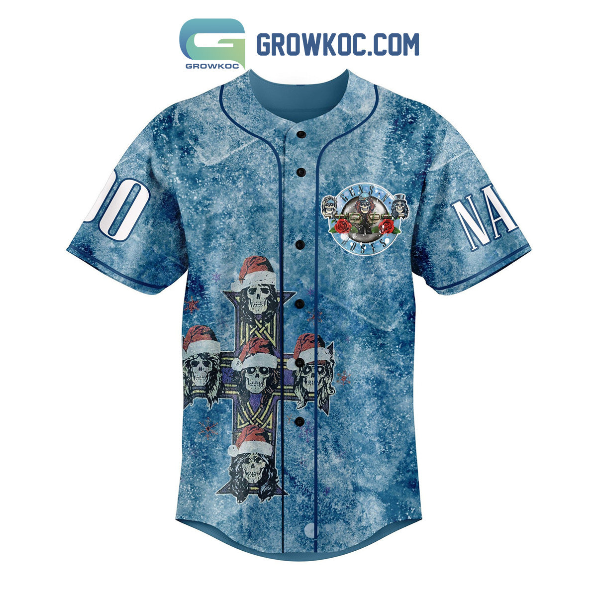 Gun N’ Roses Knockin’ On Santa’s Door Personalized Baseball Jersey