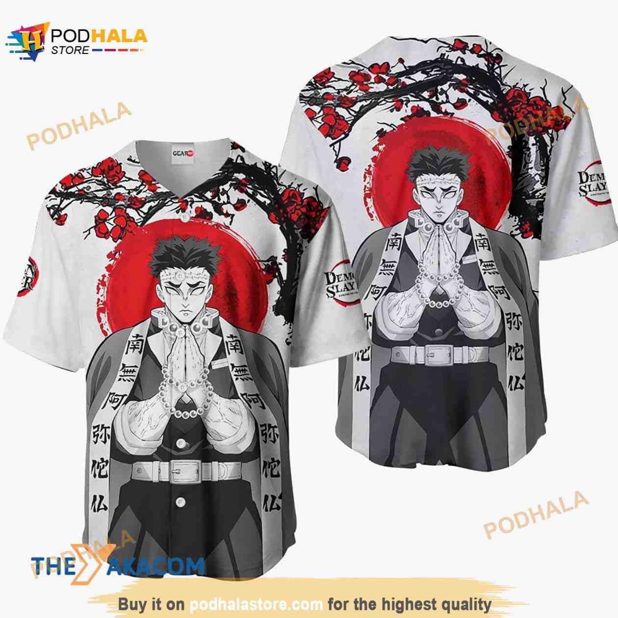Gyomei Himejima Kimetsu Anime Japan Style 3D Baseball Jersey Shirt