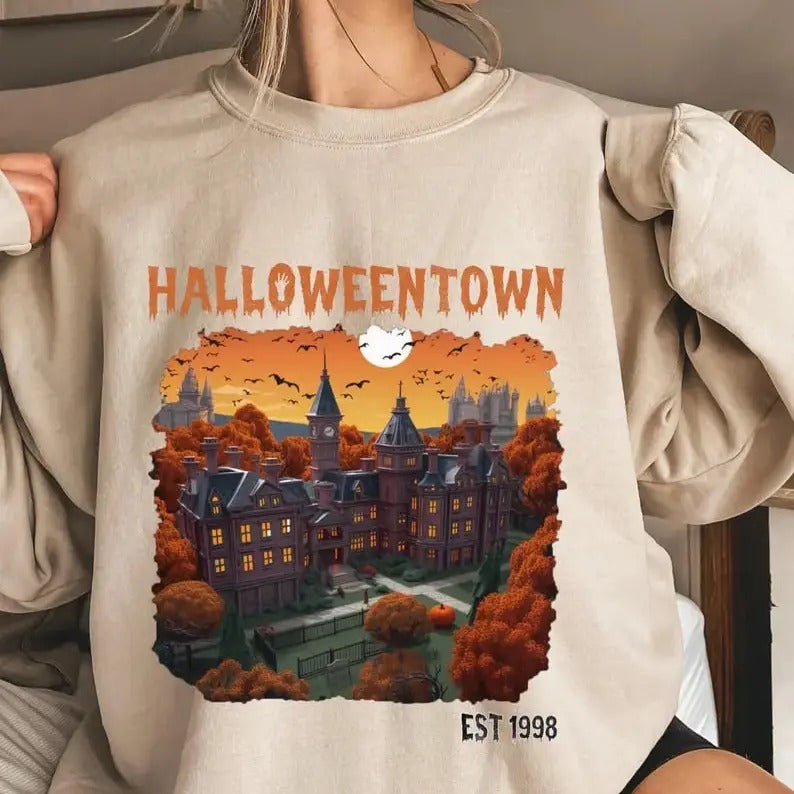 HALLOWEEN UNIVERSITY SWEATSHIRT, Halloween Sweatshirt, Halloween Party Costume Sweater, Town Sweatshirt, Halloween Fall...