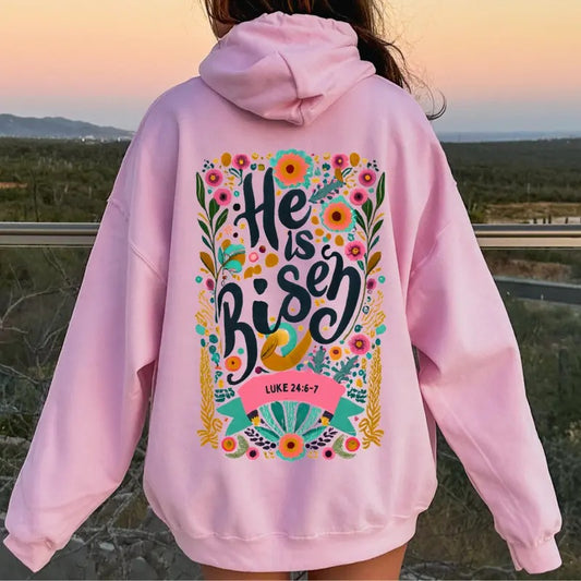 HE IS RISEN 1 SWEATSHIRT,  CHRISTIAN HOODIE OVERSIZED COMFY CASUAL COTTON HOODIE Comfort Light Unisex Womenswear...