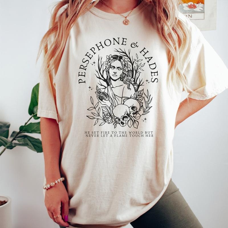 Hades And Persephone Mythology Shirt Persephone Vintage Greek Mythology Poet Shirt Greek Goddess Light Academia T-Shirt...