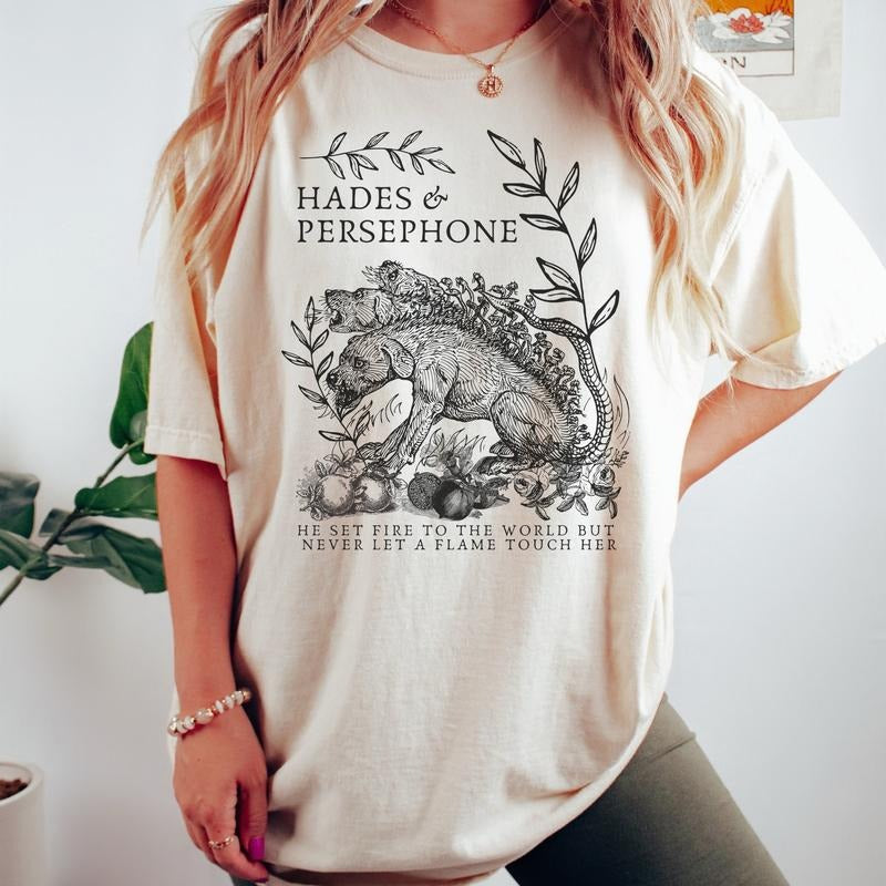 Hades And Persephone Mythology T-Shirt Persephone Vintage Greek Mythology Poet Shirt Greek Goddess Light Academia Shirt...