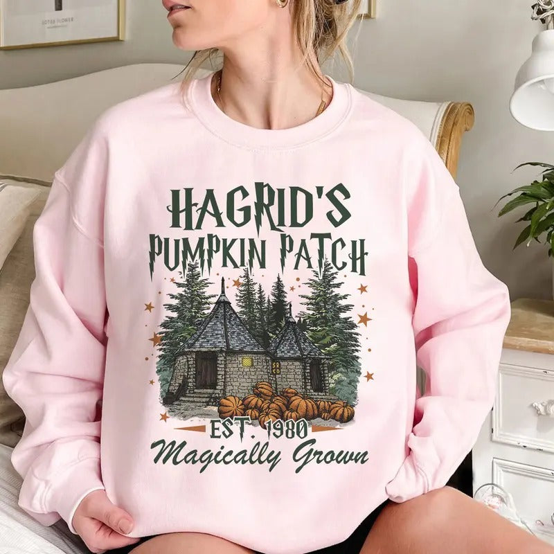 Hagrid's Pumpkin Patch Sweatshirt, Halloween Cartoon, Pumpkin Crewneck, Halloween Gifts, Vintage Halloween Tshirt,...