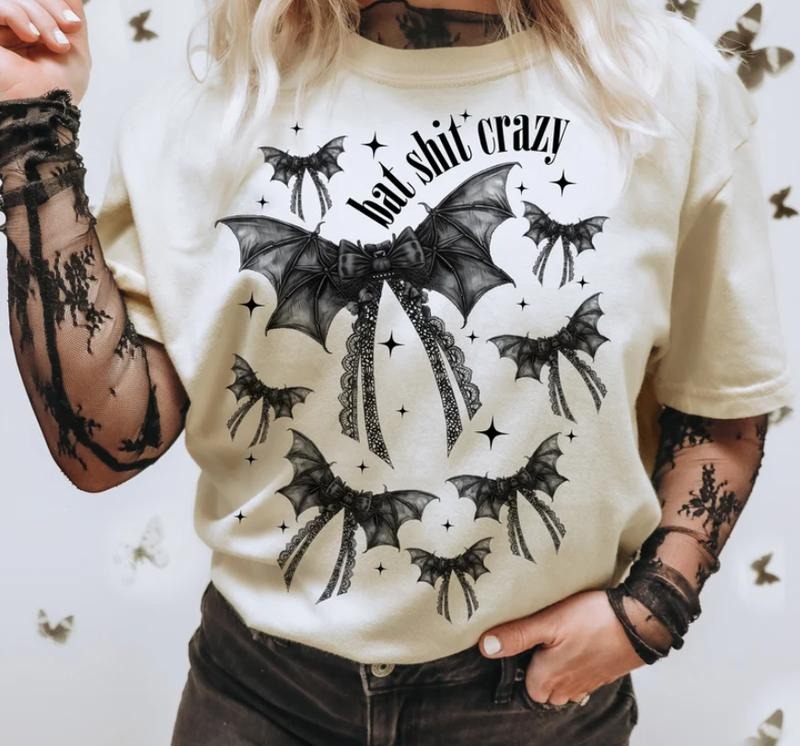 Halloween Bat shit crazy Gothic Coquette bow shirt, retro halloween shirt Hoodie, Sweatshirt | WearSparks.com