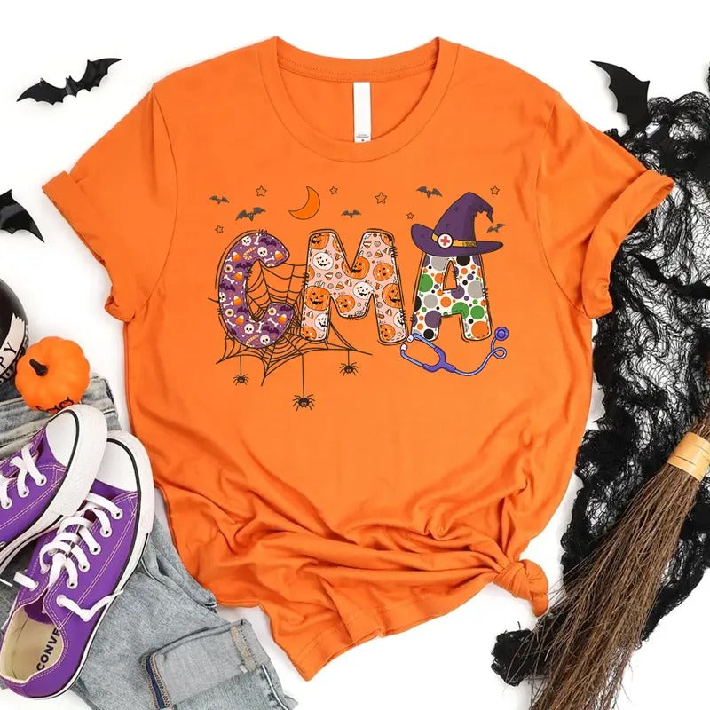 Halloween CMA Nurse T-shirt, Halloween Nurse Shirt, Nurse Fall Tee, Gift for Nurse, Certified Medical Assistant Halloween...