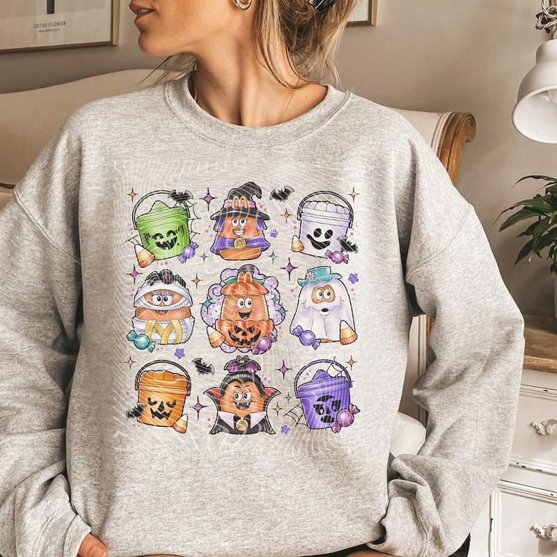 Halloween Chicken Nuggets Sweatshirt, 90s Retro Halloween Shirt, Spooky Nugget Crewneck, Halloween Coquette Design, Happy...