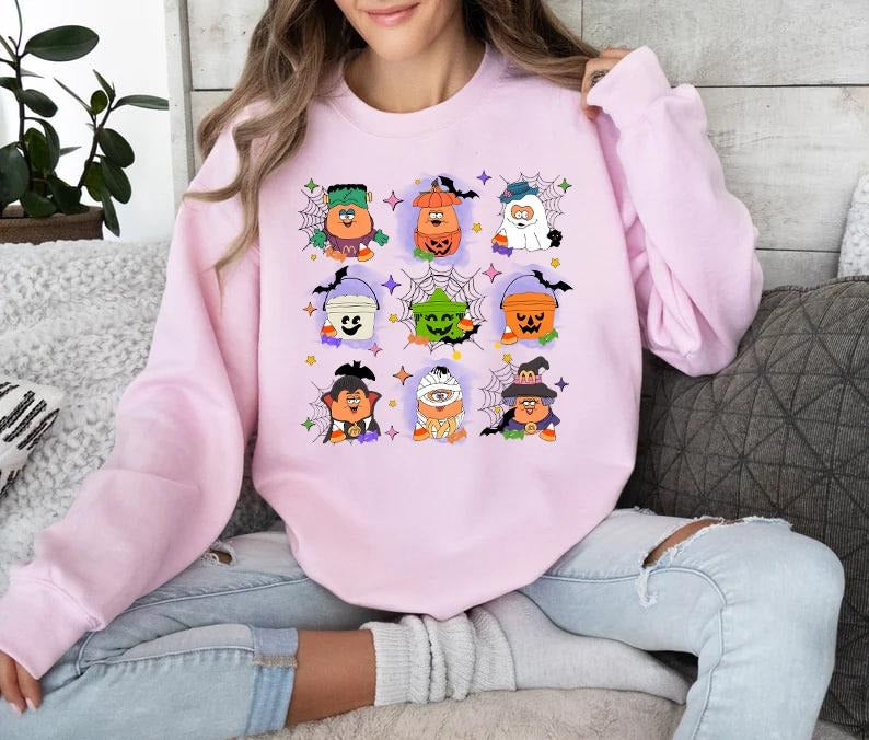 Halloween Chicken Nuggets Sweatshirt, 90s Retro Halloween Shirt, Spooky Nuggets Meal Bucket Shirt, Spooky Nugget...