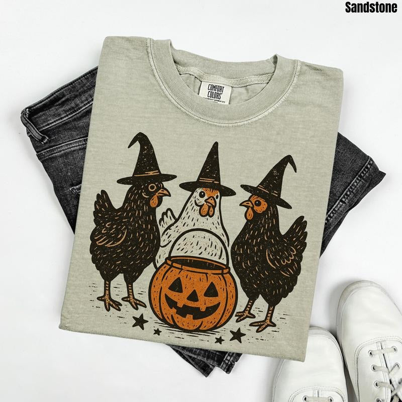 Halloween Chickens Comfort Colors T-Shirt 'NLB' Hoodie, Sweatshirt | WearSparks.com