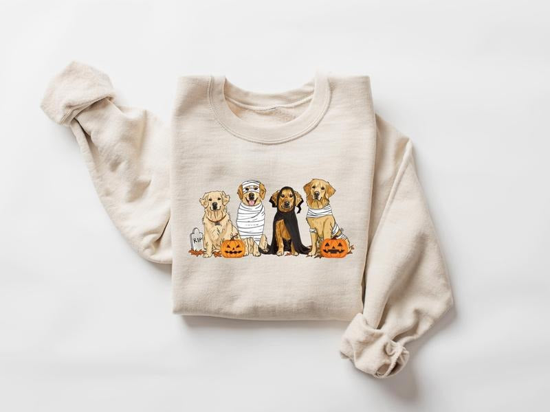 Halloween Dog Sweatshirt Golden Retriever Ghost Dogs Sweatshirt Halloween Sweatshirt Halloween Sweater Ghost Sweatshirt...