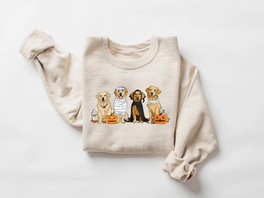Halloween Dog Sweatshirt Golden Retriever Ghost Dogs Sweatshirt Halloween Sweatshirt Halloween Sweater Ghost Sweatshirt...