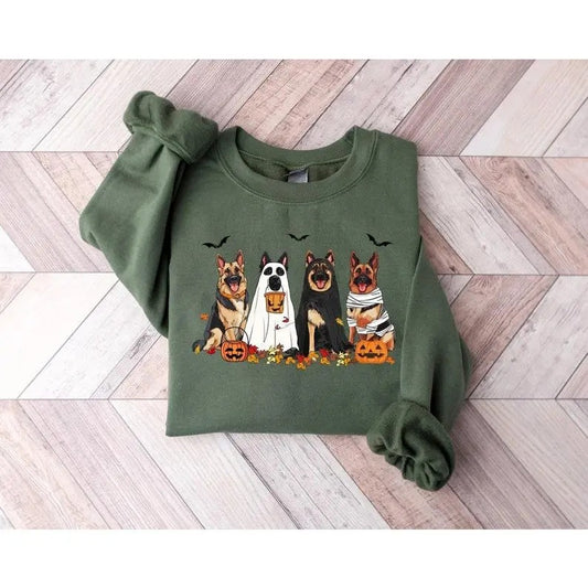 Halloween Dog Sweatshirt, German shepherd Ghost Dogs sweatshirt, Halloween Sweatshirt, Halloween Sweater, Ghost...