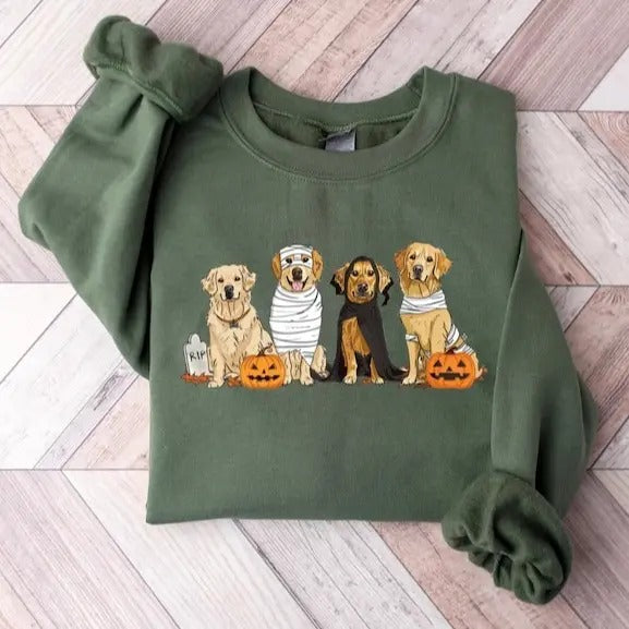 Halloween Dog Sweatshirt, Golden Retriever Ghost Dogs sweatshirt, Halloween Sweatshirt, Halloween Sweatshirt, Ghost...