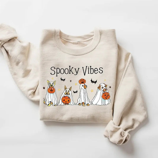 Halloween Ghost Dog Sweatshirt, Spooky Season Sweater, Halloween Sweater, Ghost Sweatshirt, Halloween Dog Sweatshirt,...