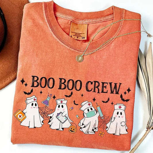 Halloween Ghost Nurse Shirt, Boo Boo Crew Nurse Shirt, Spooky Nurse Sweatshirt, Nurse Halloween T-shirt, Nurse Ghost...