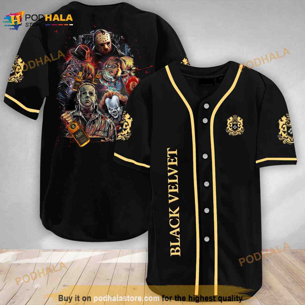 Halloween Horror Characters Black Velvet 3d Baseball Jersey