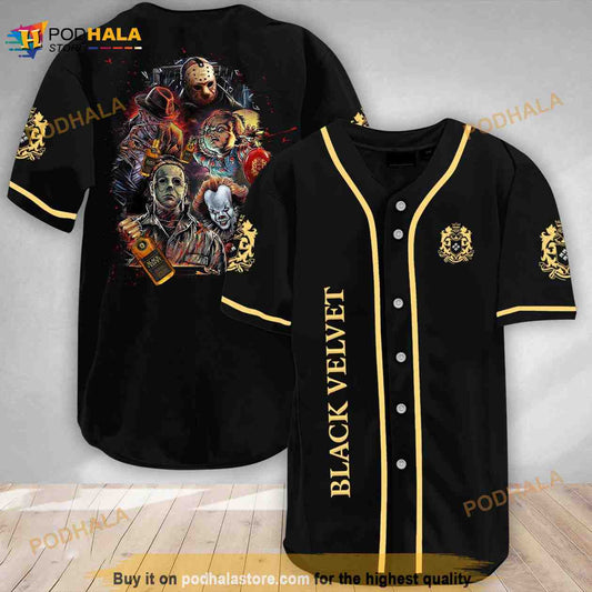 Halloween Horror Characters Black Velvet 3d Baseball Jersey