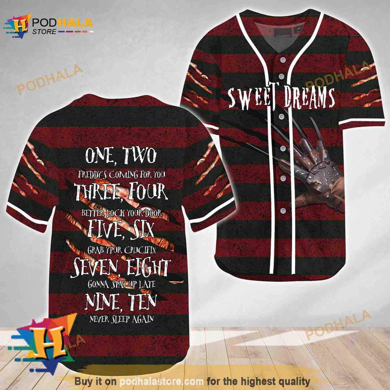 Halloween Horror Freddy Krueger Sweet Dreams 3D Baseball Jersey