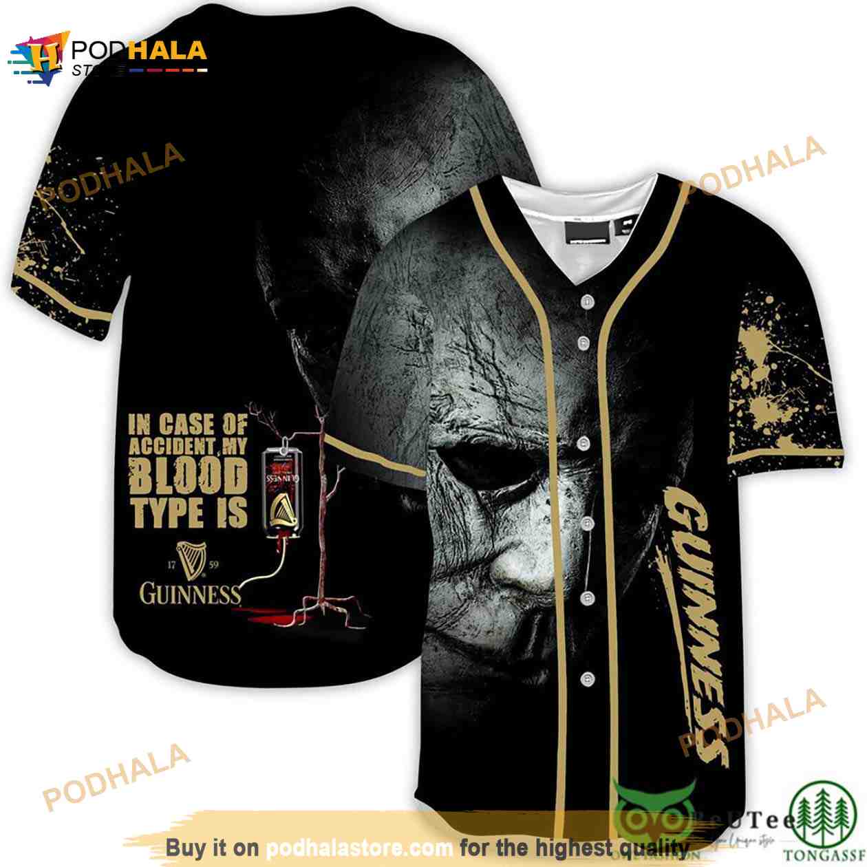 Halloween Horror Michael Myers Guinness Beer 3d Baseball Jersey