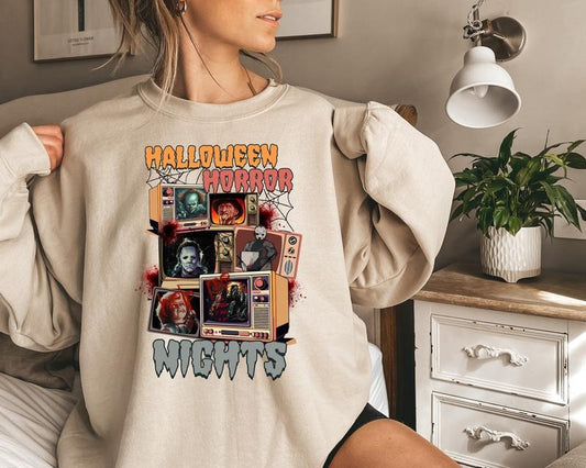Halloween Horror Nights Sweatshirt, Horror Movie Characters Sweater, Horror Movie Shirt Hoodie | WearSparks.com