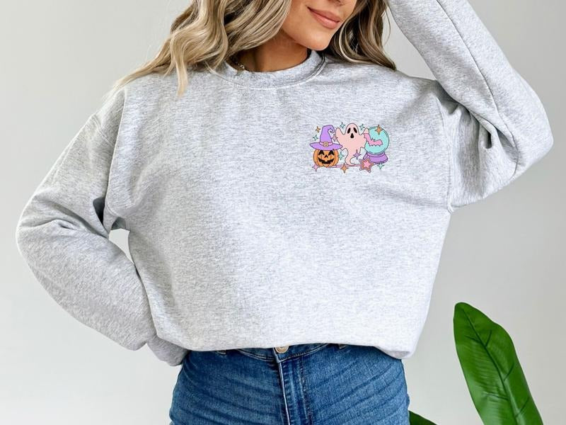 Halloween It is Okay Mental Health Awareness Sweatshirt with Front Pocket Logo and Full Back Graphic T-Shirts, Hoodie