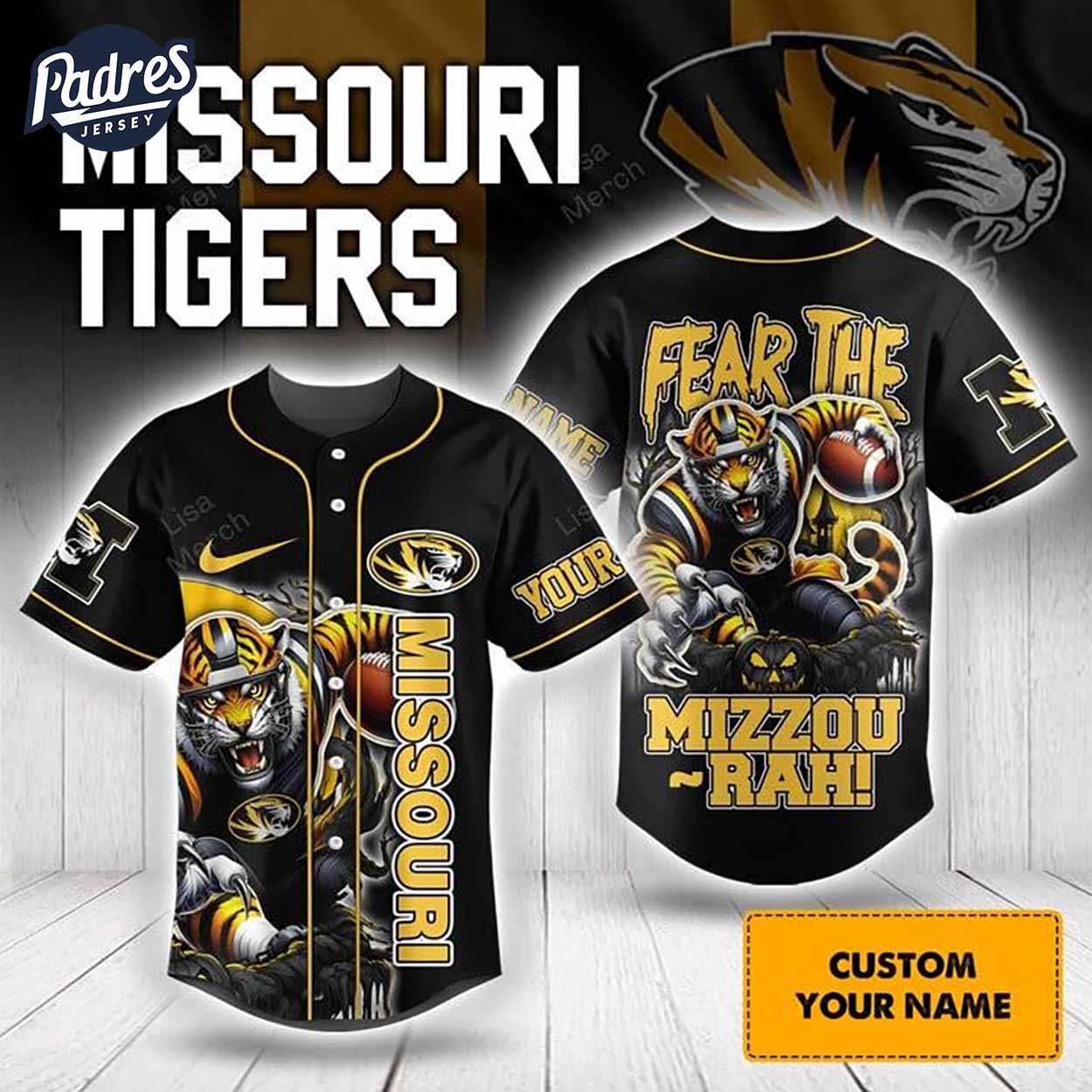 Halloween Missouri Tigers Fear The Mizzou Rah Football Custom Baseball Jersey - Padres Jersey Oasis: Elevate... (Image 1)