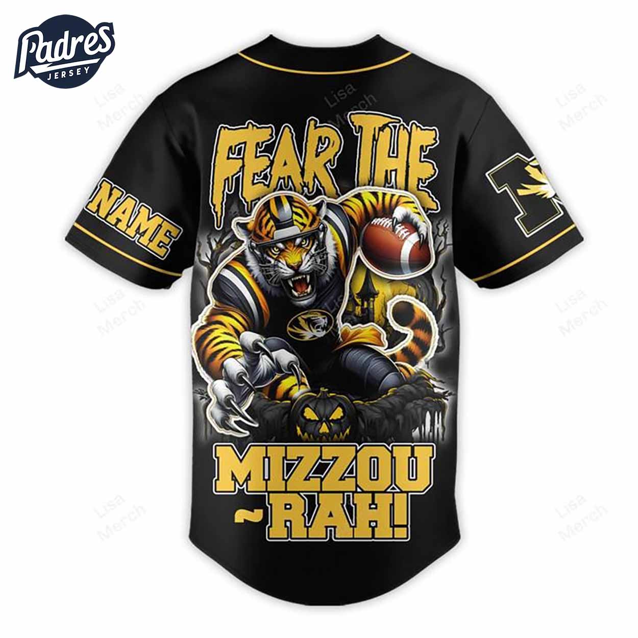 Halloween Missouri Tigers Fear The Mizzou Rah Football Custom Baseball Jersey - Padres Jersey Oasis: Elevate... (Image 3)