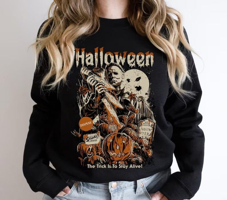 Halloween Movie Crewneck Sweatshirt, Scream Sweatshirt, Scream Movie Shirt, Scream Ghostface Shirts, Vintage Halloween...