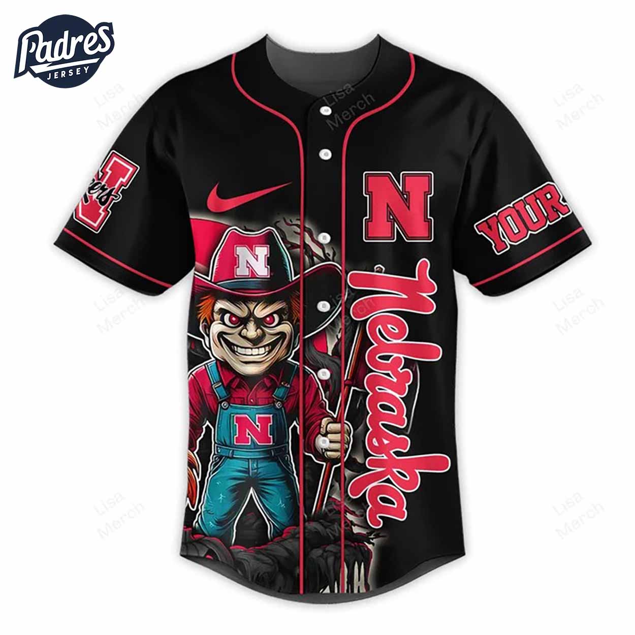 Halloween Nebraska Cornhuskers Fear The Corn Football Custom Baseball Jersey - Padres Jersey Oasis: Elevate... (Image 2)