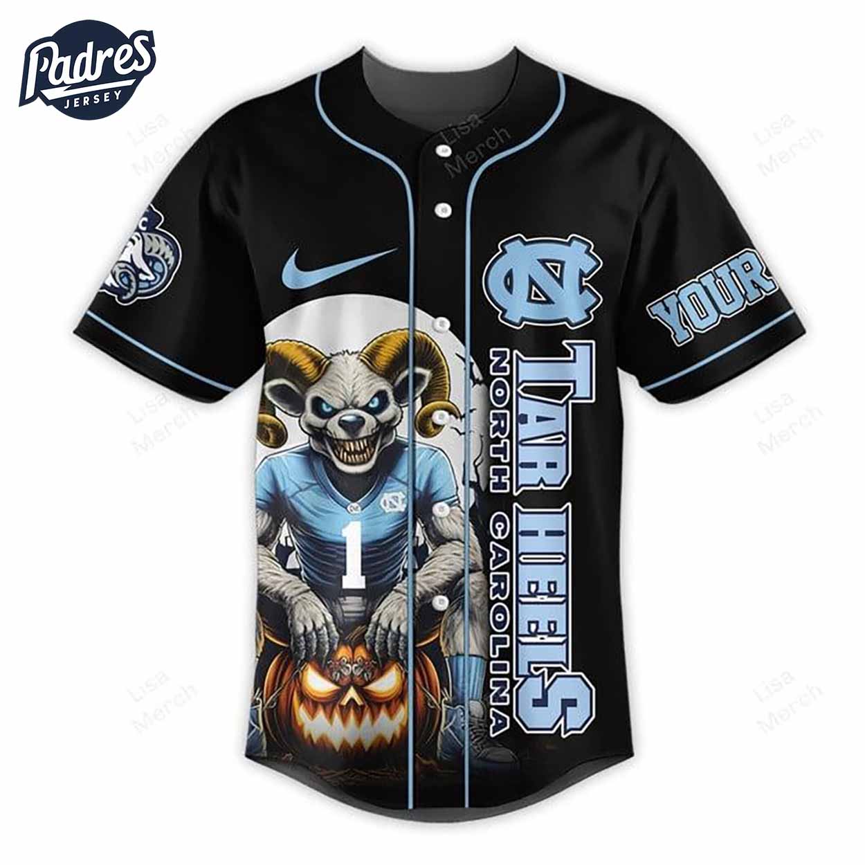Halloween North Carolina Tar Heels Fear The Foot Football Custom Baseball Jersey - Padres Jersey Oasis: Elevate... (Image 2)