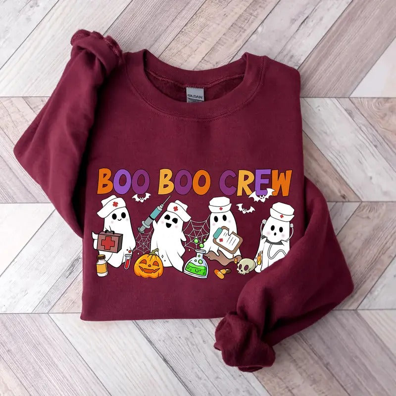 Halloween Nurse Crew Sweatshirt for Women, Boo Boo Crew Shirt, Halloween Sweater for Nurse Squad, Halloween Nursing Shirt...