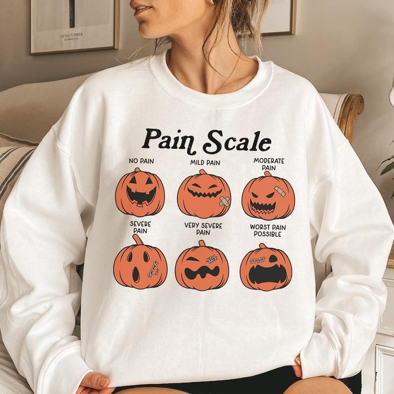 Halloween Nurse Shirt, Pain Scale Fall Pumpkin Nurse T-Shirt, Spooky RN Sweatshirt, Funny Medical Halloween Shirt Hoodie