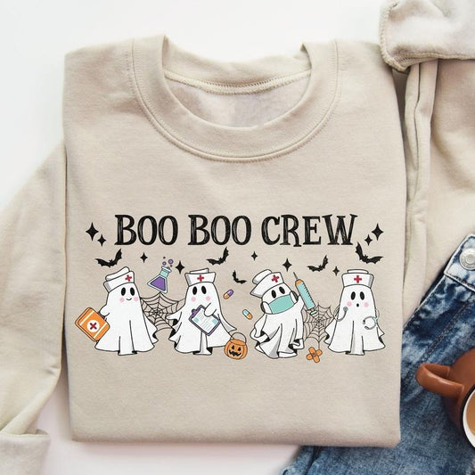 Halloween Nurse Sweatshirt, Boo Boo Crew Sweater, Halloween Nursing Shirt, Funny Halloween Ghost Shirt, Nurse Sweater,...