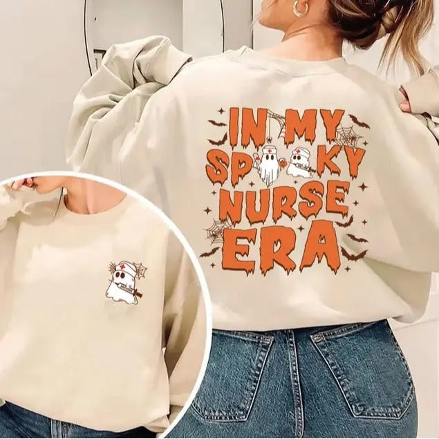 Halloween Nurse Sweatshirt, In My Spooky Nurse Era Shirt, Ghost Nurse Shirt, Spooky Nurse Shirt, Boo Nurse Sweatshirt,...