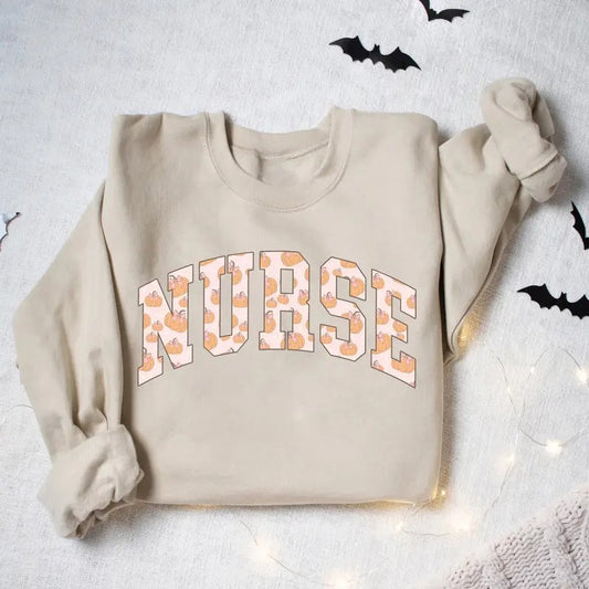 Halloween Nurse Sweatshirt, Nurse Halloween Sweater, Fall Nurse Sweatshirt, Nurse Pumpkin Fall Shirt, Pumpkin Nurse...