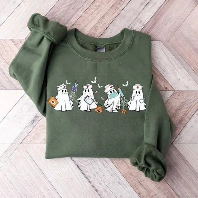 Halloween Nurse Sweatshirt, Nurse Shirt, Halloween Nursing Sweatshirt, Cute Nurse Sweatshirt, Nursing Student Hoodie, Er...