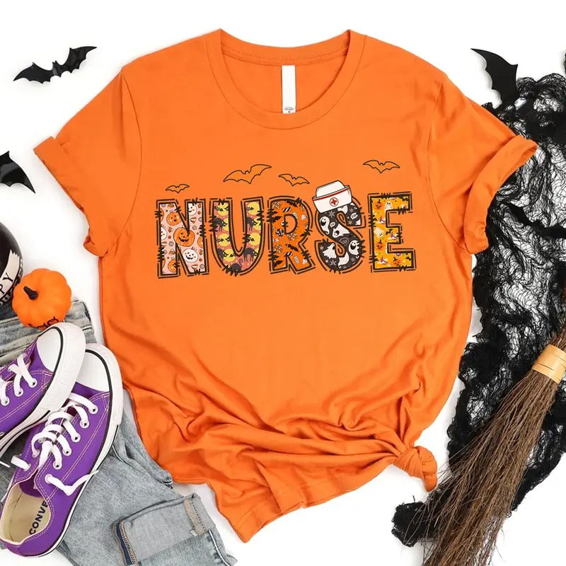 Halloween Nurse T-shirt, Halloween Nursing Tee, Nurse Fall Shirt, Nurse Halloween, Halloween Shirt, Nurse Gift for...
