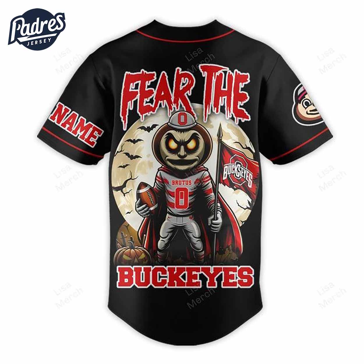 Halloween Ohio State Fear The Buckeyes Football Custom Baseball Jersey - Padres Jersey Oasis: Elevate Your... (Image 3)