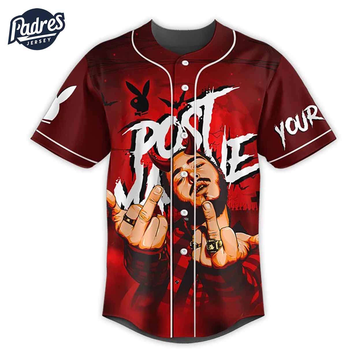 Halloween Post Malone Outfits Custom Baseball Jersey - Padres Jersey Oasis: Elevate Your Baseball Style Game... (Image 2)
