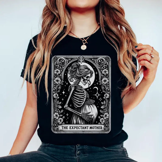 Halloween Pregnancy Announcement Shirt, Baby Reveal Tarot Card Shirt, Halloween Mama to Be Gift, Skeleton Expectant...