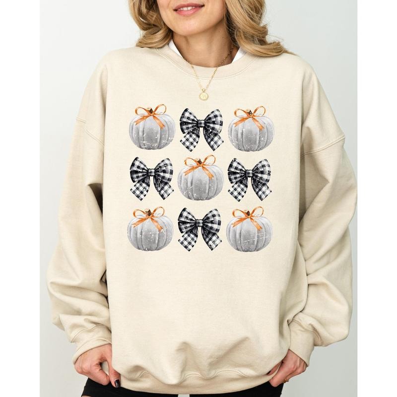 Halloween Ribbons and Pumpkins, Coquette Bows, Fall, Autumn Sweatshirt T-Shirts, Hoodie | WearSparks.com