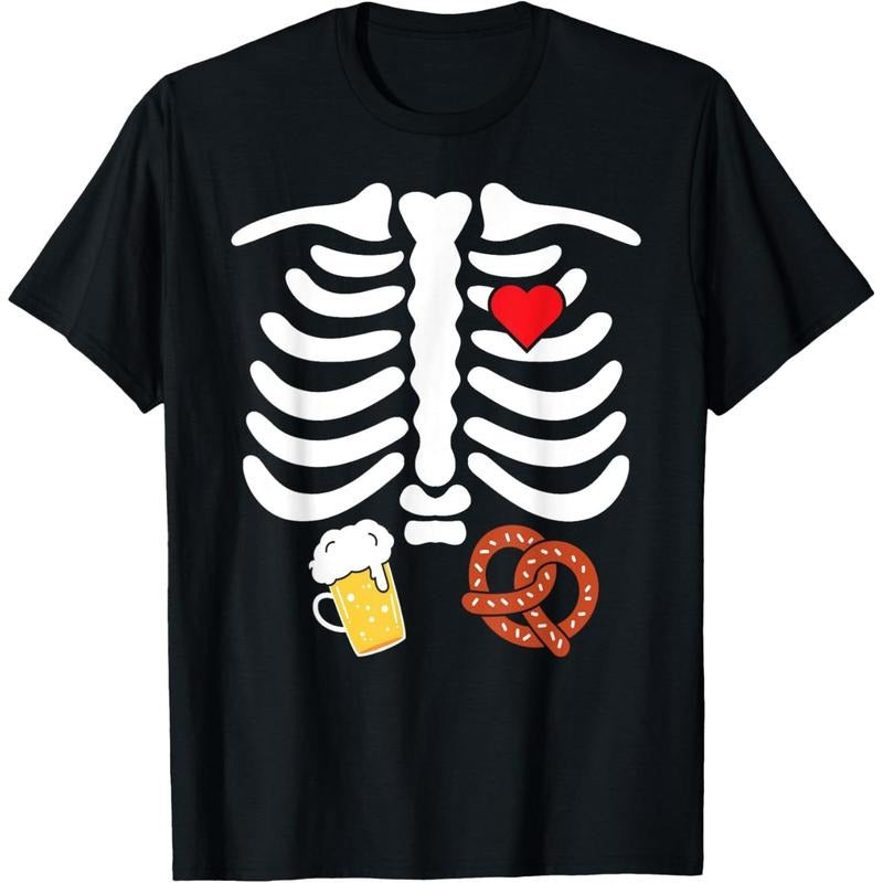 Halloween Skeleton Food Belly Beer Pretzel T Shirt T-Shirt made in usa Hoodie, Sweatshirt | WearSparks.com