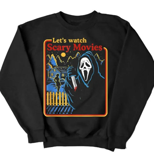 Halloween Sweatshirt, Halloween Costumes Sweatshirt, Lets Watch Scary Movies Scream Horror 2024 Halloween Party Shirt...